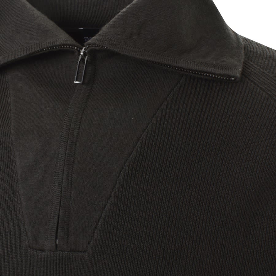 Emporio Armani Half Zip Knit Jumper Brown